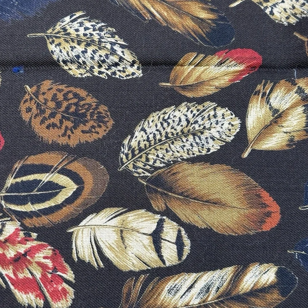 Paul Smith Wool Tube Scarf Brown Feather Print Made England Designer 14x52in